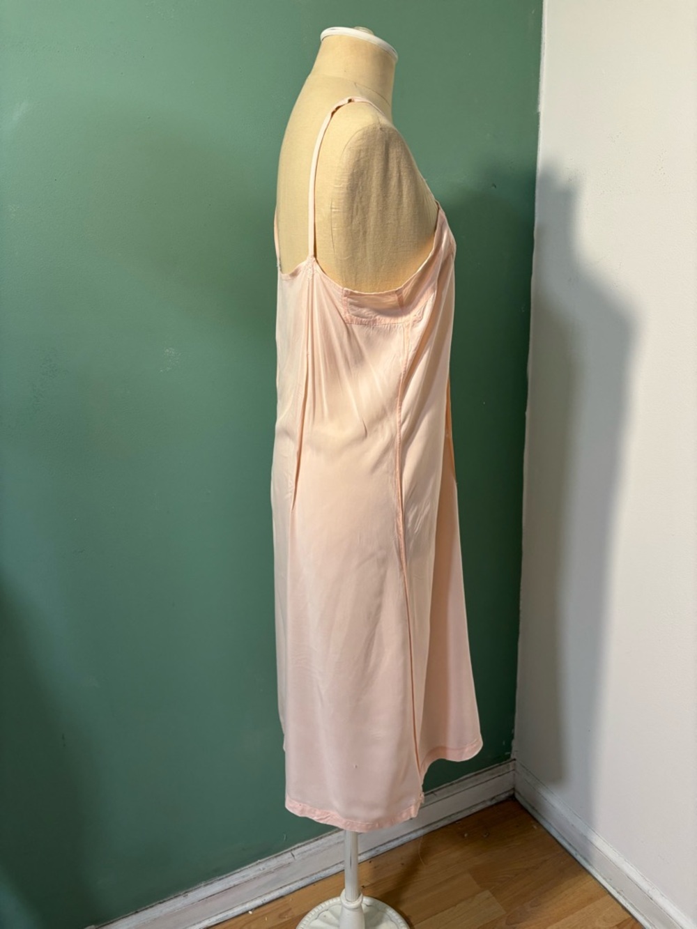 Vintage 1920’s Silk Cotton Blush Lace-Trim Slip - Women's Chemise - Picture 5 of 9